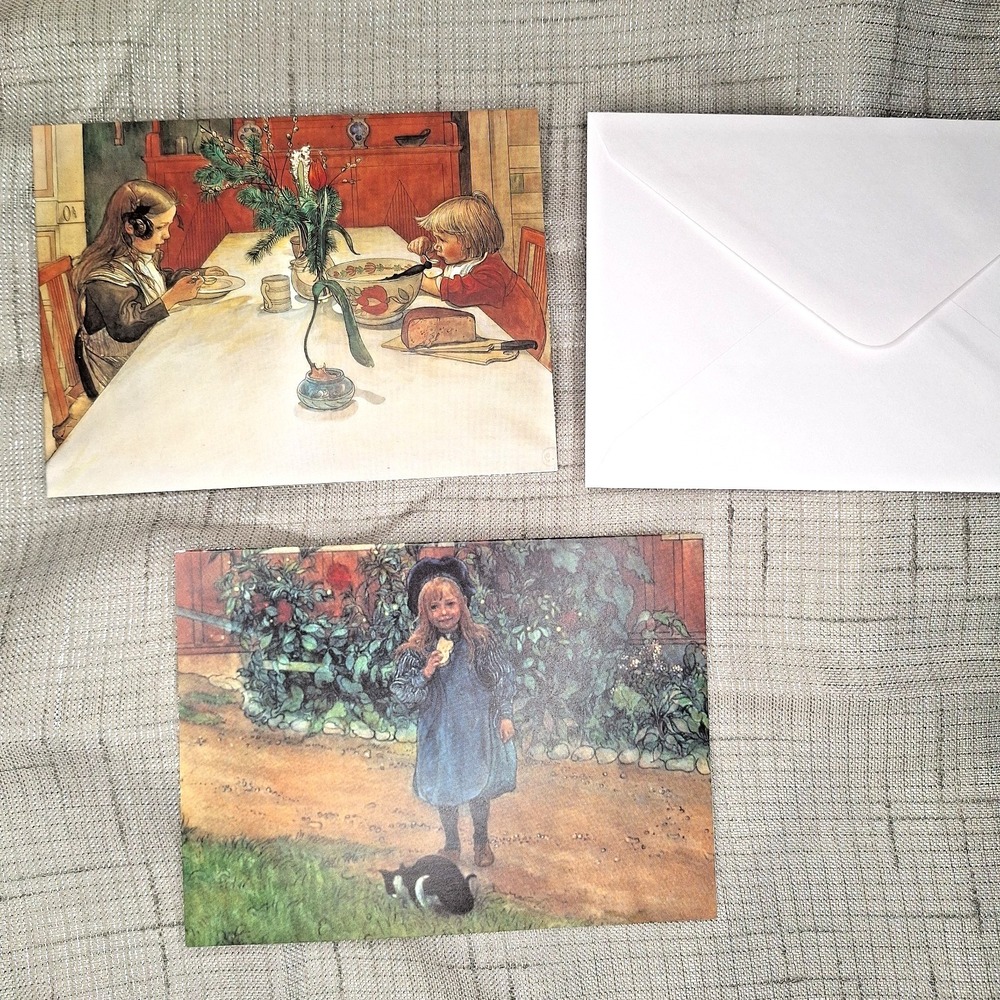 Carl Larrson Artwork 10 Notecards The Evening Meal, Kersti and the Cat  teNeues